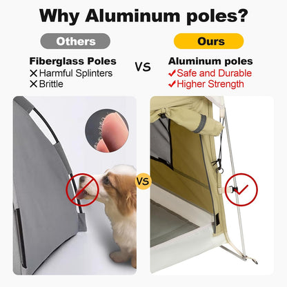 Dog Tent Cotton Fabric, Aluminum Poles and Camping Mat, Outdoor Weatherproof, Dog House Outdoor