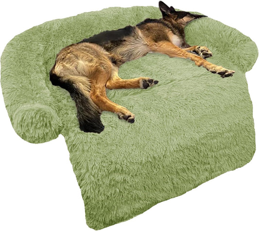 GGIB Calming Dog Bed Fluffy Plush Dog Mat for Furniture Protector with Removable Washable Cover for