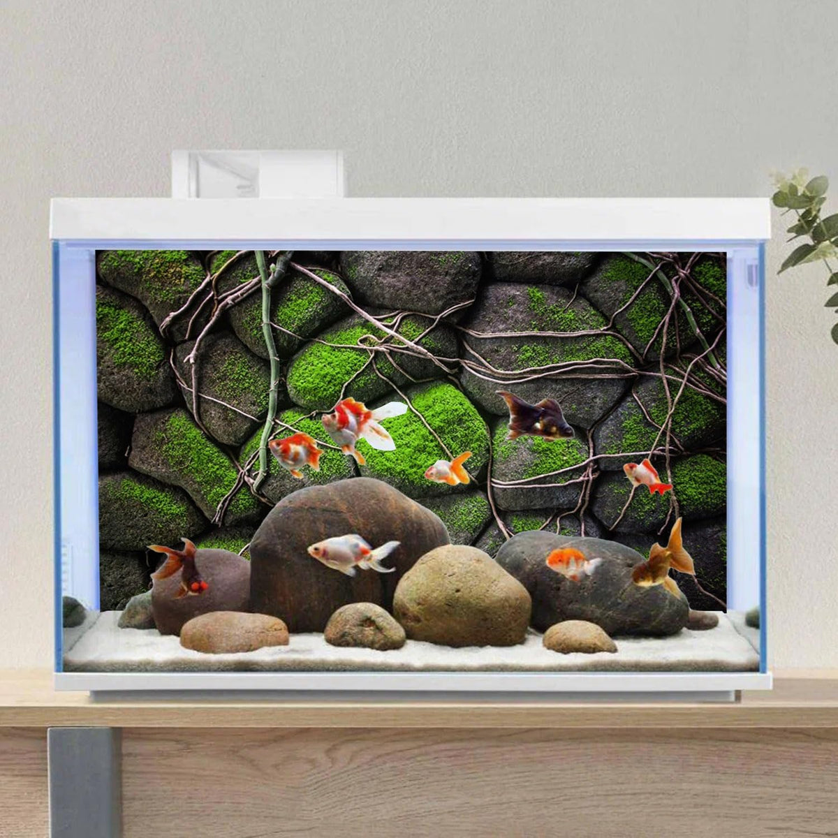 AWERT 72x18 inches Stone Aquarium Background Rock Fish Tank Background Rocky Terrarium Background