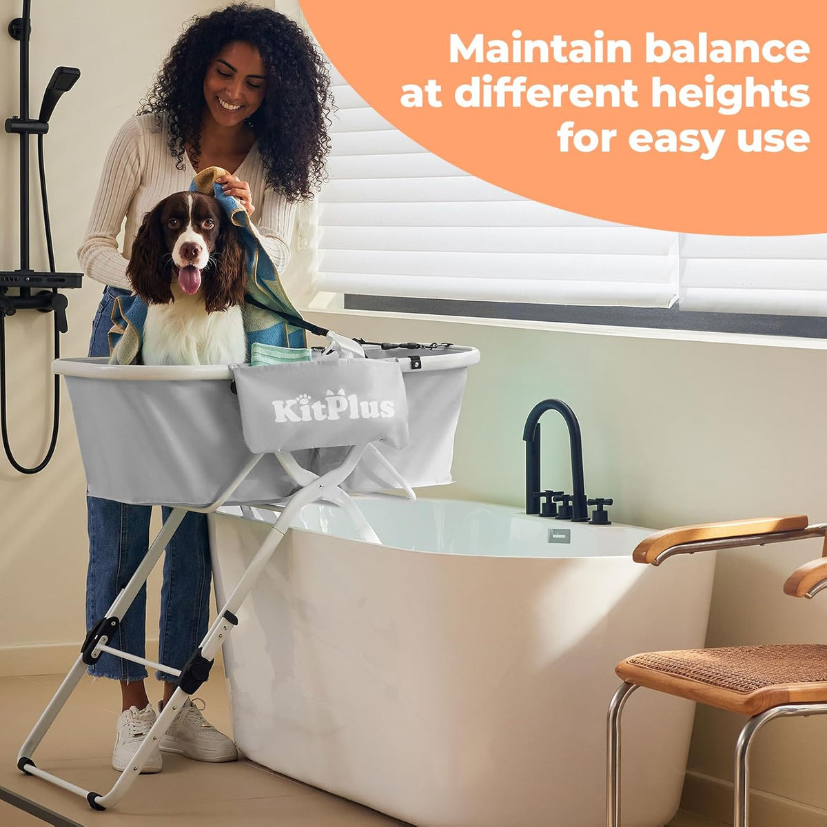 Elevated Dog Bathtub, 5 Height Adjustable Portable Dog Wash Station for Small to Large Pets