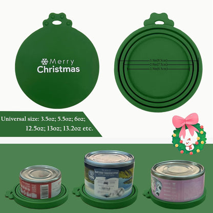 Christmas Pet Set - 3 Cat Food Can Lids & 1 BPA-Free Can Opener | Cute Paw Shape Opener Spatula