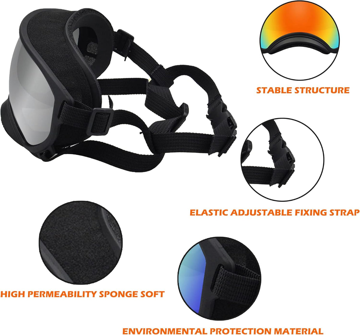 Large Dog Sunglasses, Dog Goggles with Adjustable Strap UV Protection Winproof Dog Puppy