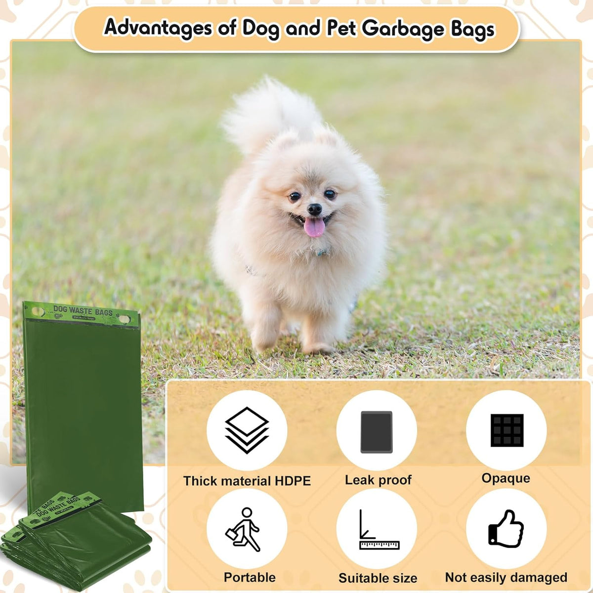 Ireer 5000 Pcs 50 Counts 5000 Pcs Header Bag Bulk Dog Pet Waste Bags Poop Easy Single Pull for Poop