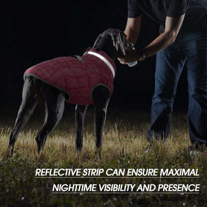 FUAMEY Dog Coat for Large Dogs,Waterproof Dog Winter Jacket with Harness Built in Puppy Cold