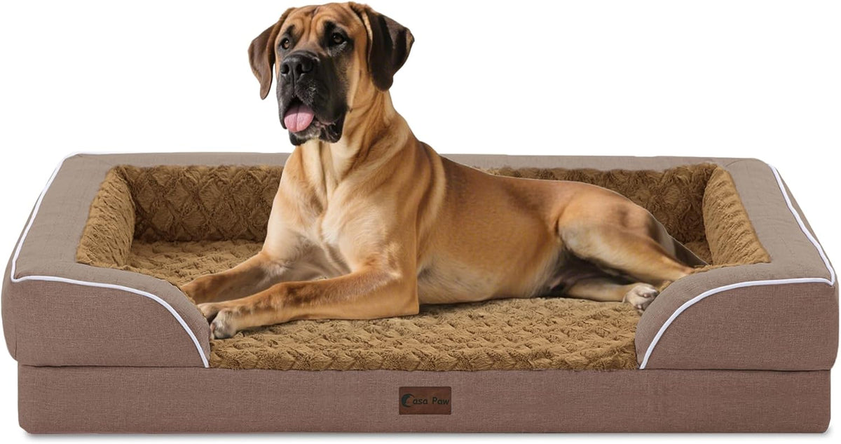 Orthopedic XXL Dog Bed for Extra Large Dogs, Waterproof Memory Foam Dogs Beds with Sides, Egg-Crate