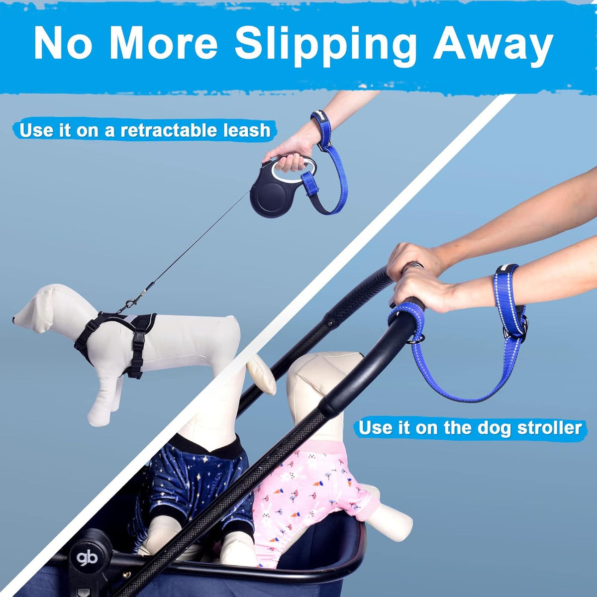 PetBonus Short Dog Leash, Safety Wrist Strap for Retractable Dog Leash, Reflective Design and