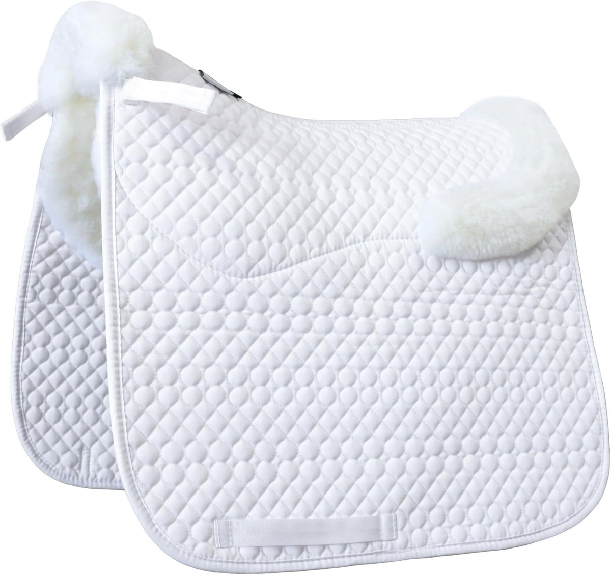 Woolous Dressage Saddle Pad, English Saddle Pad with Sheepskin Trim, Lambskin Wool Fleece Lining