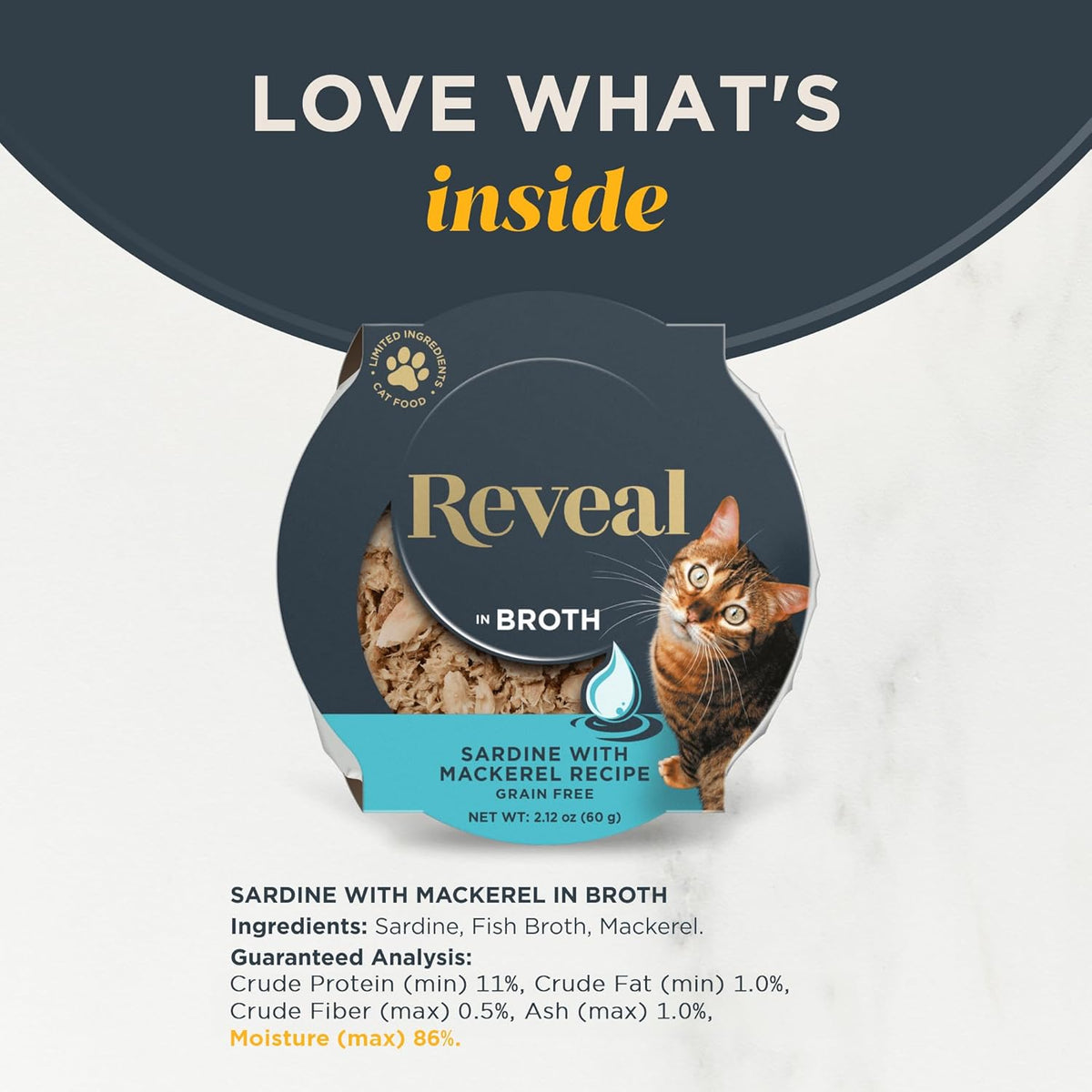 Reveal Natural Wet Cat Food, 18 Count, Grain Free, Limited Ingredient Cat Food Cups, Sardine with