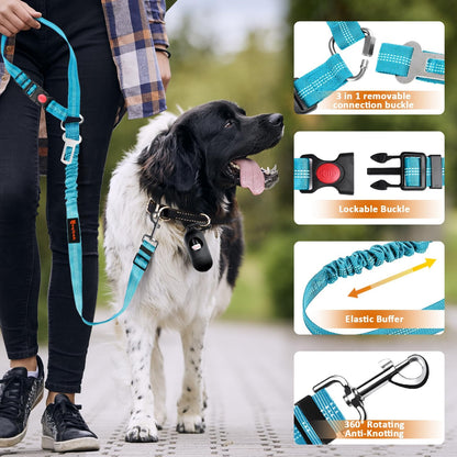 Removable Dog Seat Belt Harness for Car, 3 in 1 Pet Dog Car Seatbelt Leash, Retractable Restraint