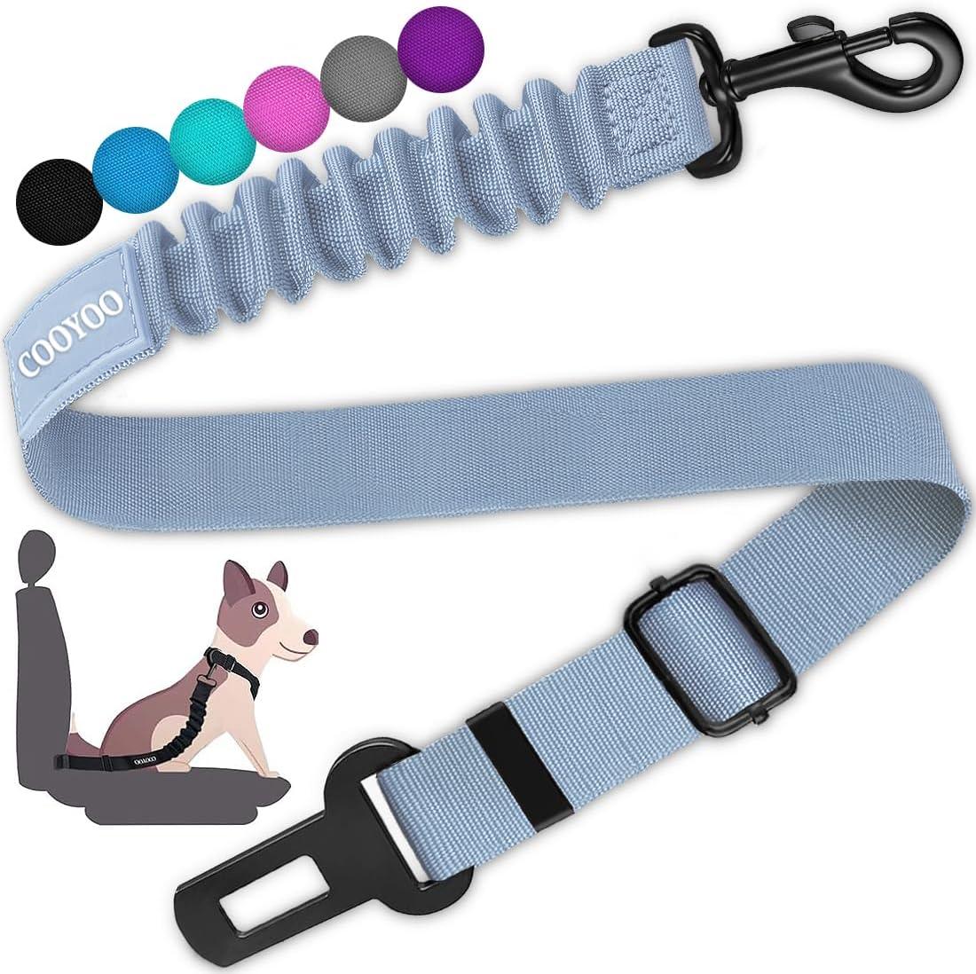 COOYOO Dog Seat Belt,Retractable Dog Car Harness Seat Belt for Car Adjustable Nylon Pet Safety Seat