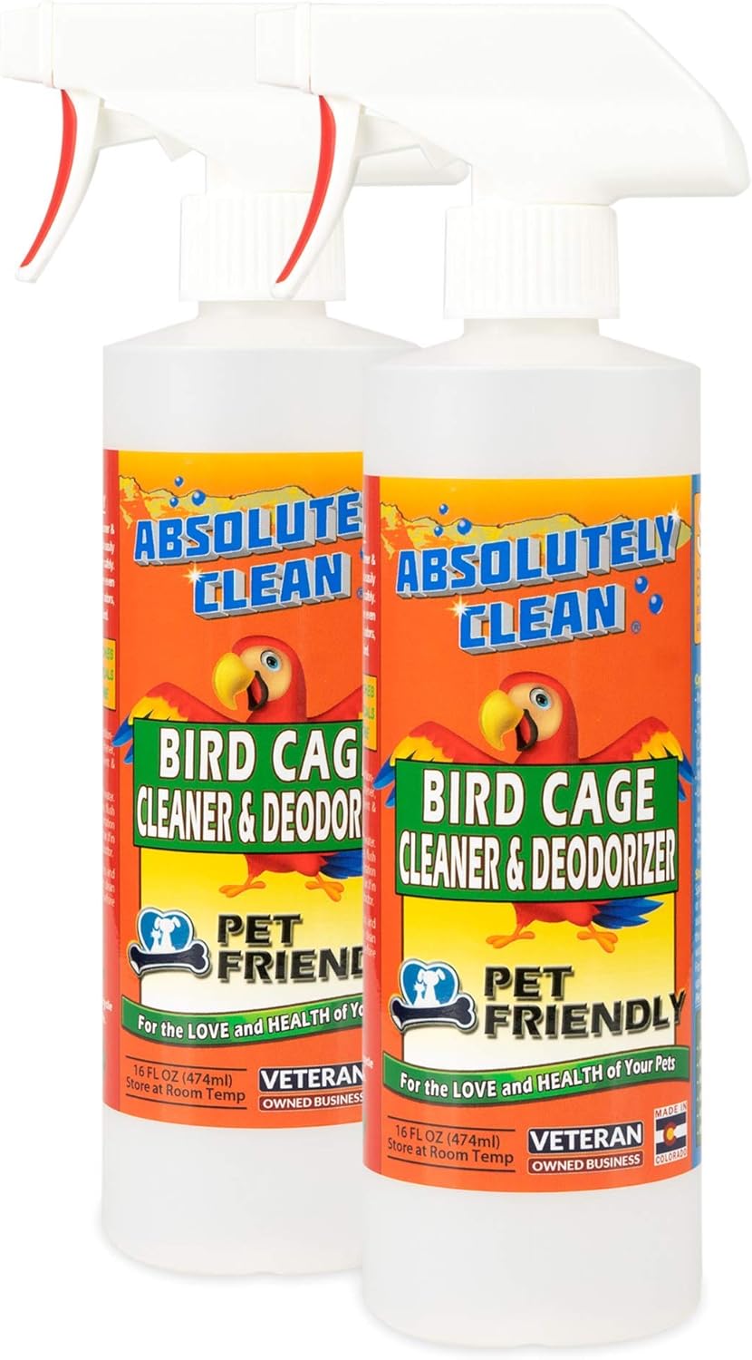 Absolutely Clean Amazing Bird Cage Cleaner and Deodorizer - Just Spray/Wipe - Safely & Easily