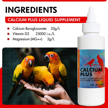 Morning Bird Calcium Plus Liquid Supplement for Birds - Liquid Calcium Formula with Magnesium and