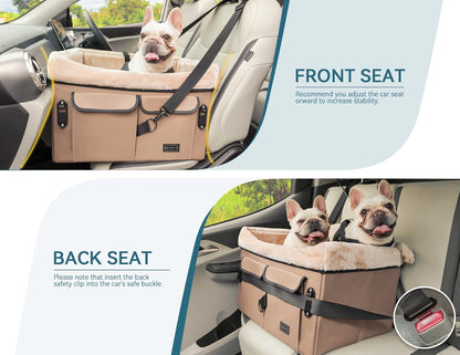 Petsfit Dog Booster Car Seat for Medium Dog or 2 Small Dogs with Patent Buckles, Washable Pad