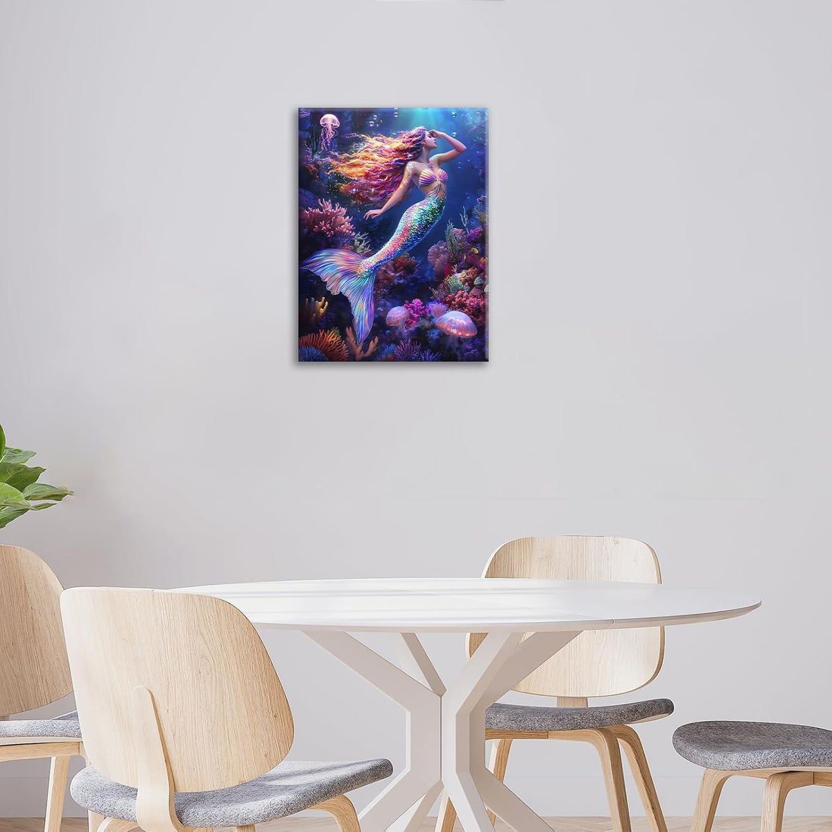 Sea Mermaid Bathroom Pictures Wall Art, Ocean Mermaid Bathroom Wall Decor, Aesthetics Framed