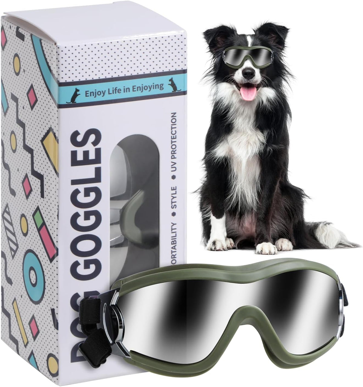 NVTED Dog Sunglasses Goggles, UV Wind Dust Fog Protection Pet Glasses Eye Wear Protection with