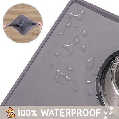 MateeyLife Silicone Cat & Dog Food Mat for Floors Waterproof, Anti-Slip Dog Bowl Mats for Food and
