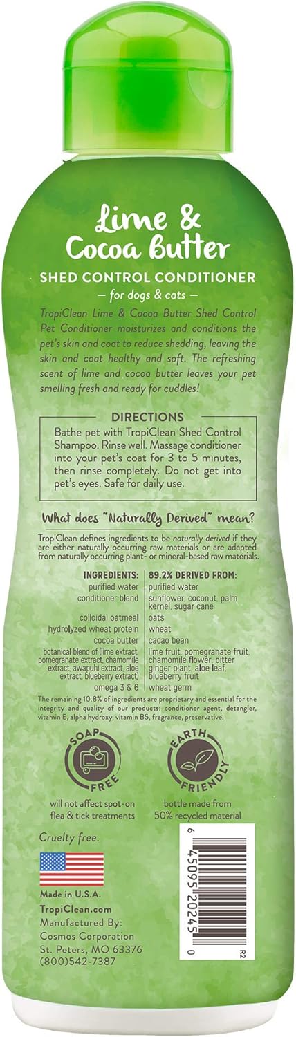 TropiClean Deshedding Dog Conditioner, Reduces Shedding & Softens Coat, Puppy Safe, Made in the