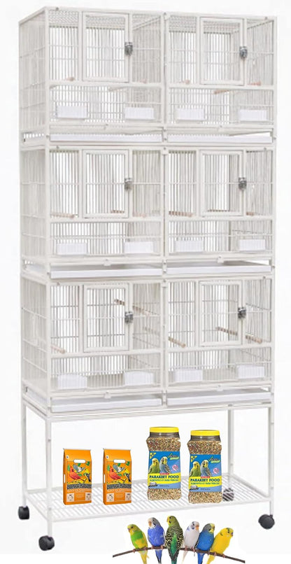 1/2/3-Combo Stacker Center Divided Breeder Breeding Bird Flight Double Rolling Cage for Aviaries