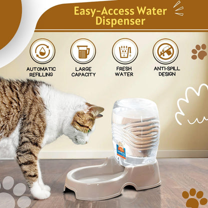 Flexzion Automatic Gravity Pet Waterer for Cat & Dog - Non-Skid & Easy-Clean Auto Replenish Water