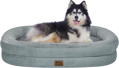 Orthopedic Waterproof Large Dog Bed: Memory Foam Washable Dog Bed with Bolsters - XXL Orthopedic