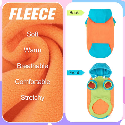 BEAUTYZOO Fleece Dog Hoodie Sweatershirt with Pocket and Leash Hole, Stretchy Small Medium Large