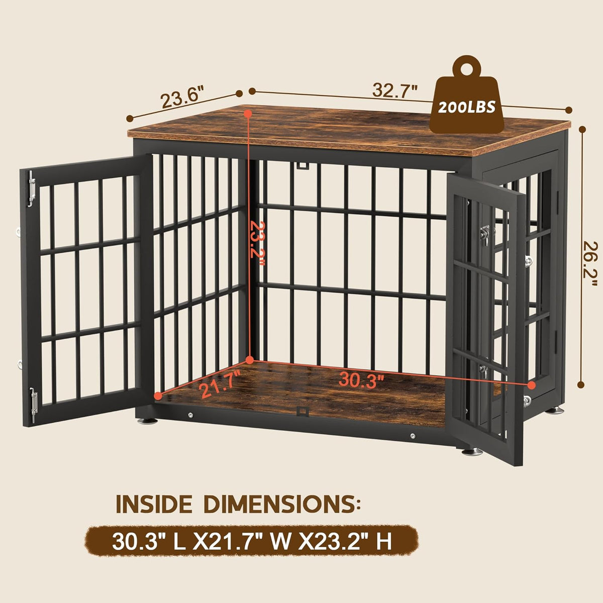 32 Inch Heavy Duty Dog Crate Furniture for Medium and Small Dogs, Decorative Pet House End Table