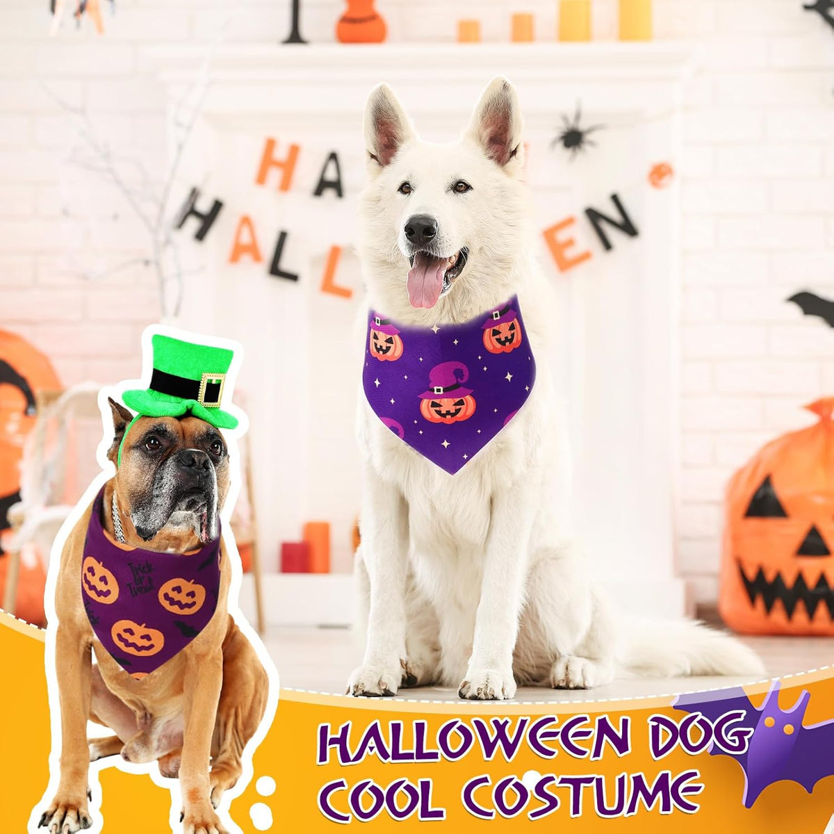 Abbylike 50 Pcs Halloween Dog Bandanas Bulk Pumpkin Bandanas for Dogs Triangle Kerchief Bibs Scarf