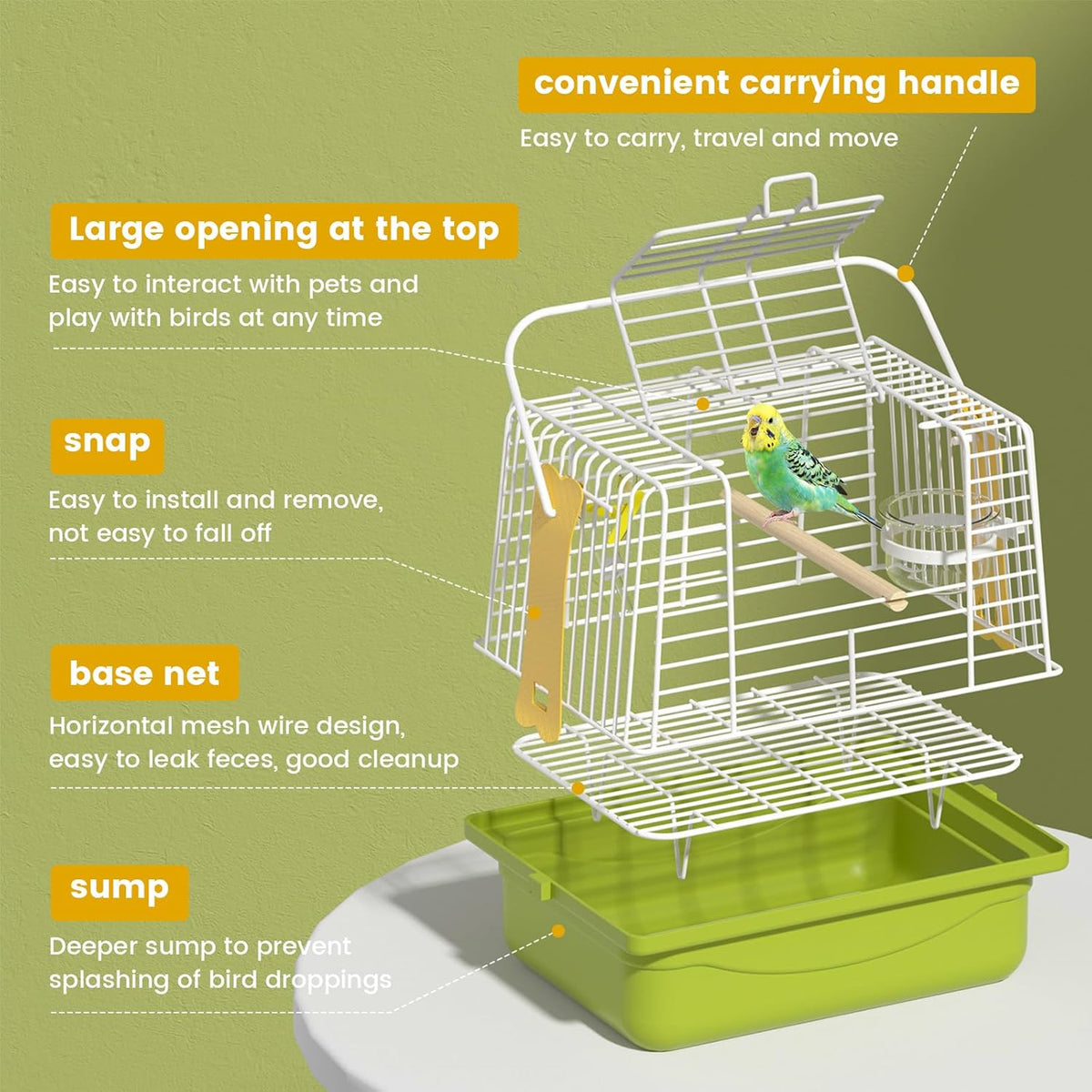 BAGHBPM Small Bird cage,Travel Cage for Birds and Small Animals, Parakeet cage,Bird Carrier Travel