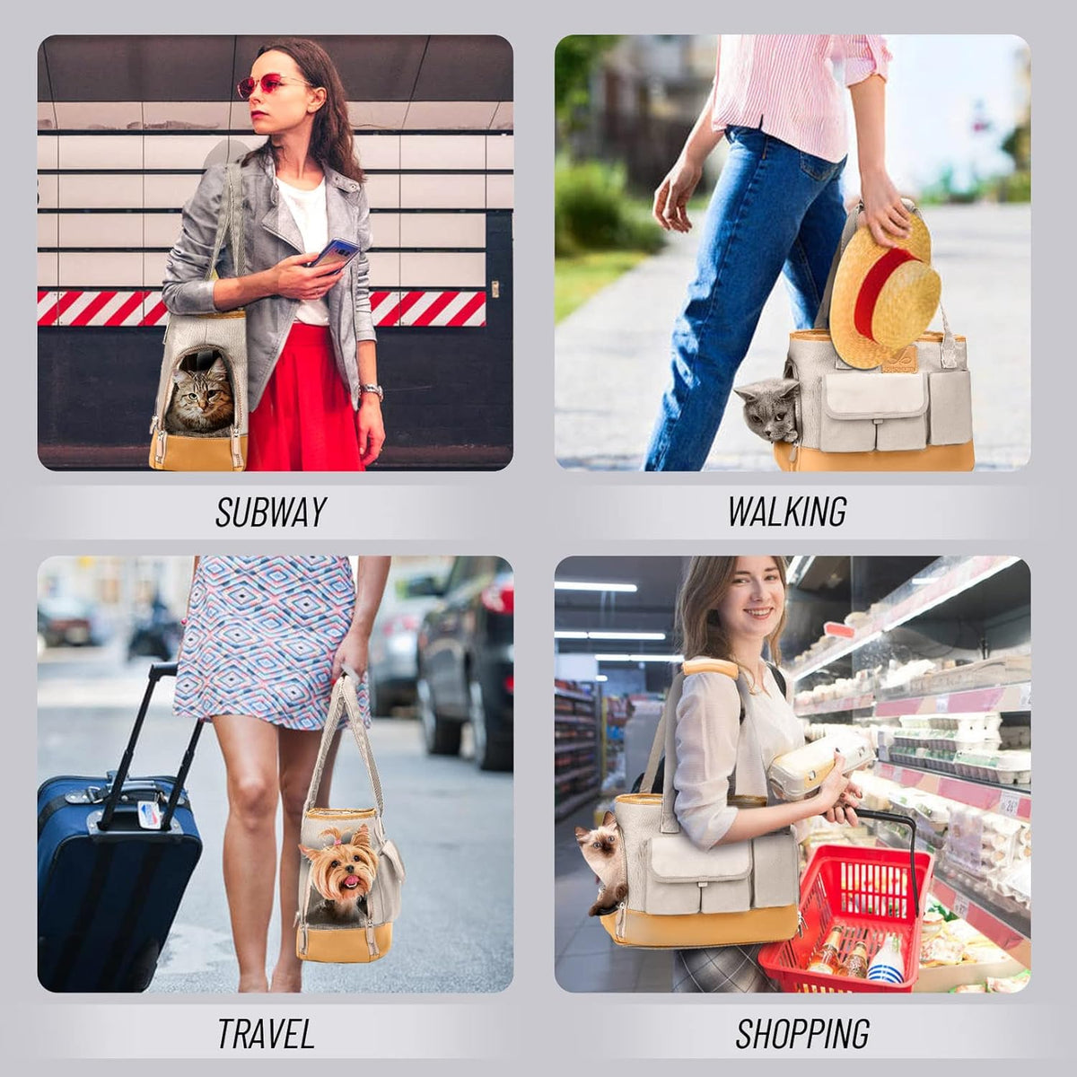 Dog Carrier, Cat Carrier, Pet Carrier, Foldable Waterproof Premium PU Leather Oxford Cloth Dog