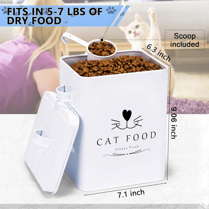 Meraki Home Farmhouse Cat Food and Treats Containers + Feed Scoop + Pet Food Bowl - Tight Lids