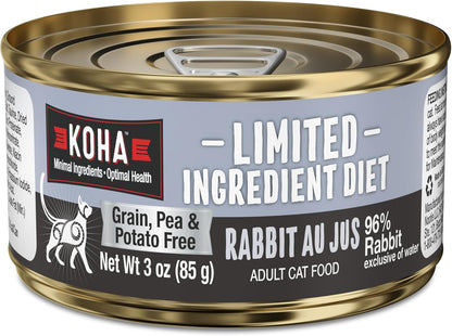 KOHA Limited Ingredient Diet Rabbit Pate for Cats - Single Meat Wet Cat Food for Sensitive Stomachs