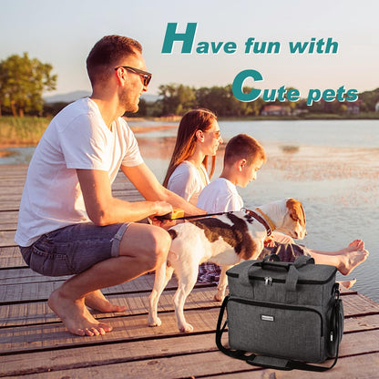 BAGLHER Dog Travel Bag, Airline Approved Pet Tote Organizer with Multi-Function Pockets, 2 X Food