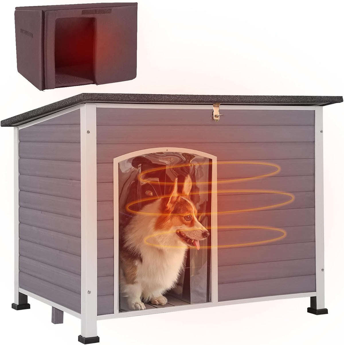 Aivituvin Insulated Dog House for Winter Outdoor Dog Kennel with All-Around Iron Frame- 100%