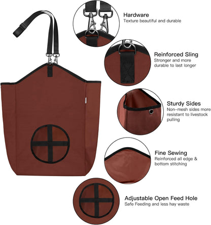 3 Packs Goat Hay Feeder,Hay Bags for Goats,Horses,Sheep,Premium 600D Oxford Cloth,with Metal