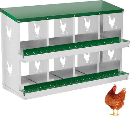 8 Hole Chicken Nesting Box with Roll Out Egg Tray, Rustproof & Ventilated Chicken Laying Boxes for