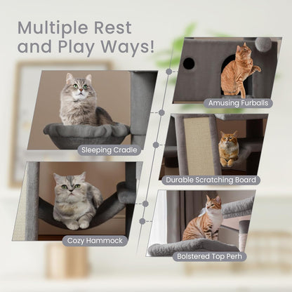 SHA CERLIN 65in Larger Cat Tree Tower Condo for Indoor Kitties/Multi-Level Furniture Activity
