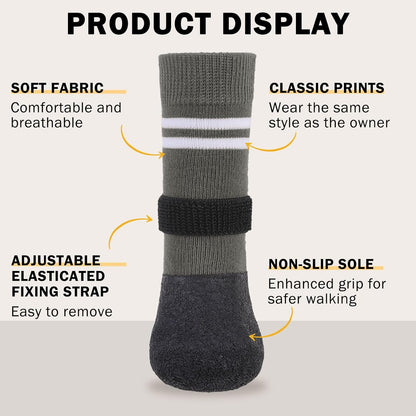 SCENEREAL Anti Slip Dog Boots & Paw Protectors for Hardwood Floor, Extended Dog Socks to Prevent