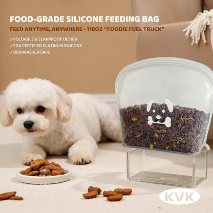KVK Extra Extra Large Silicone Dog Food Mat 39.4×43.3in and 128oz Silicone Bag Set, Super Size