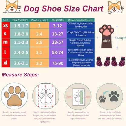 Dog Shoes for Hot Pavement and Snow, Silicone Dog Booties for Small Medium Large Dogs, Waterproof
