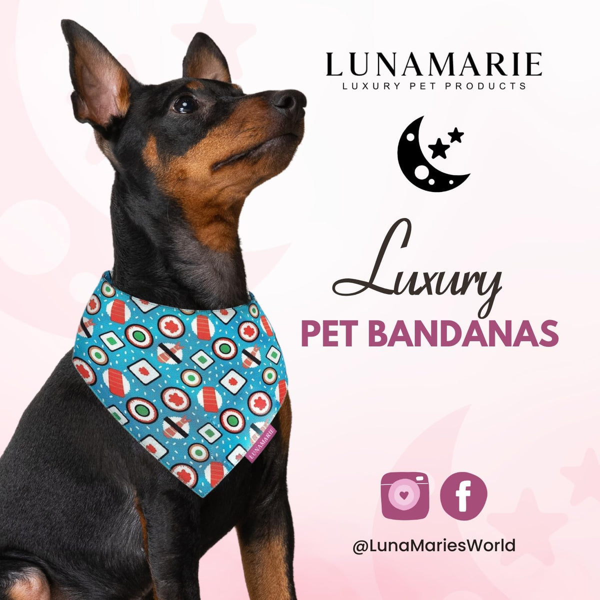 LunaMarie - Luxury Pet Birthday Bandanas -Premium & Silky Poly Fabric | 100% Handmade | Custom