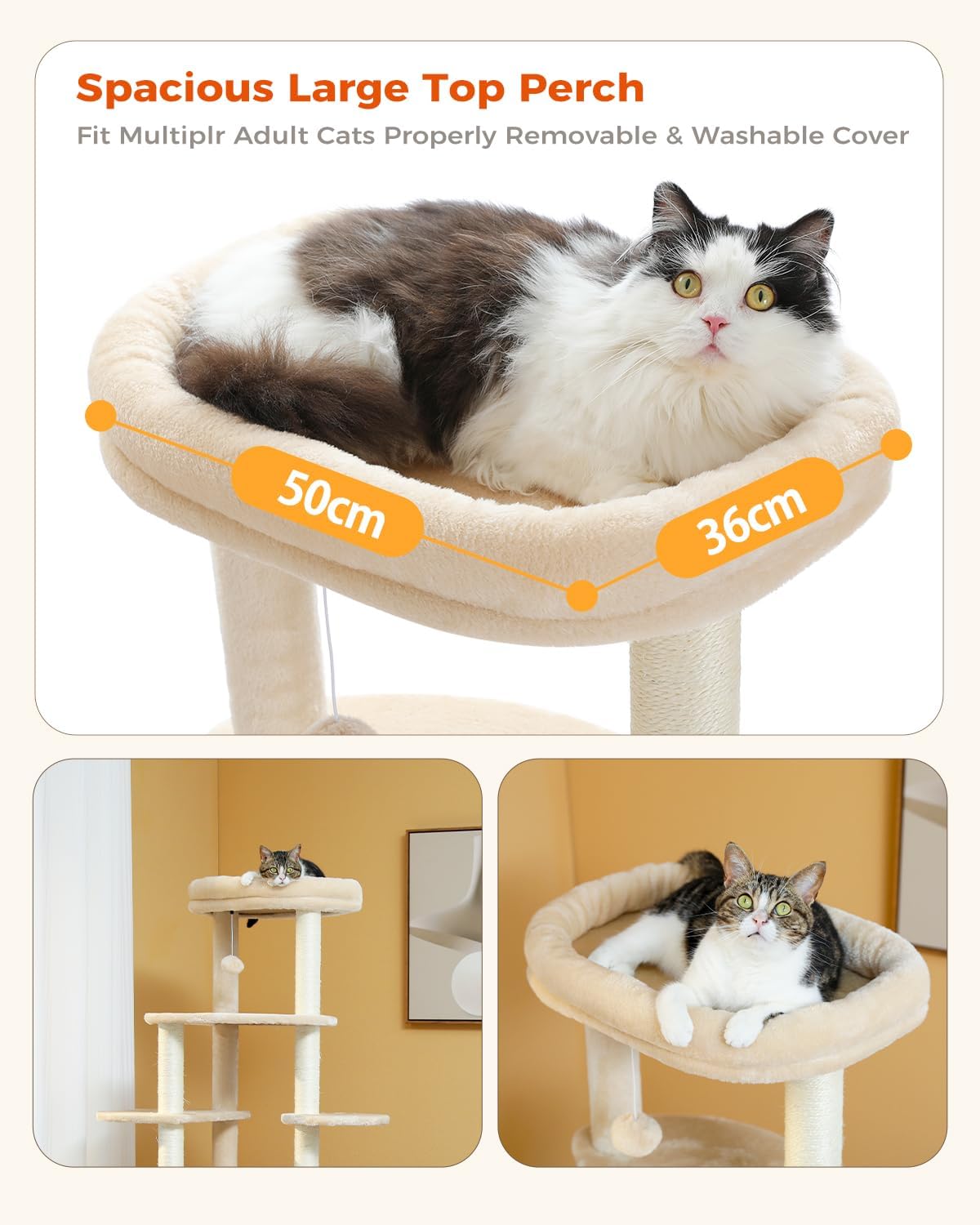 PETEPELA 61" Cat Tree for Indoor Cats, [6-Levels] Cat Climbing Tower with 9 Sisal Scratching Posts