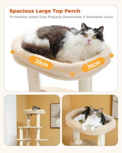 PETEPELA 61" Cat Tree for Indoor Cats, [6-Levels] Cat Climbing Tower with 9 Sisal Scratching Posts