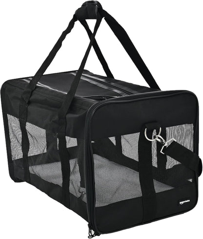 Amazon Basics Soft-Sided Mesh Pet Travel Carrier for Dog, Cat, up to 16 pounds, 16.5" L x 10.6" W x