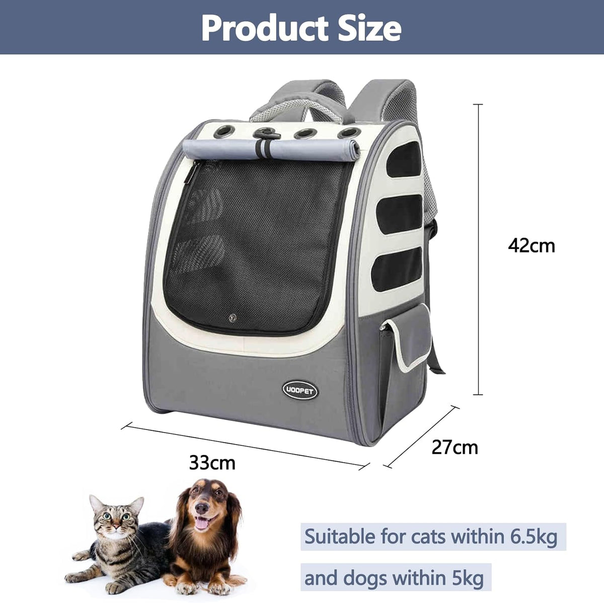 Dog Backpack, Ventilated Pet Hiking Backpack Travel Bag, Airline Approved Cat Backpack for Travel