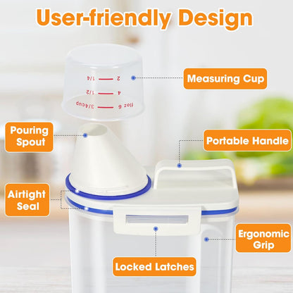 TBMax Rice Cereal Container Oatmeal Dispenser - 2 Pack Rice Storage Container with Measuring Cup +