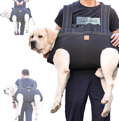 Dog Lift Harness Backpack Carrier for Large Dogs, Full Body Sling with Handle, Dog Harness for