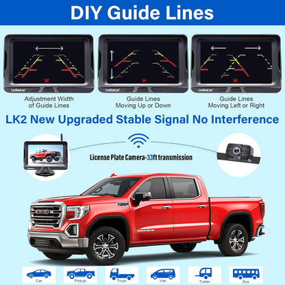 Wireless Backup Camera Ease Install - Color Image HD 1080P 5 Inch Monitor Digital Signal Stable