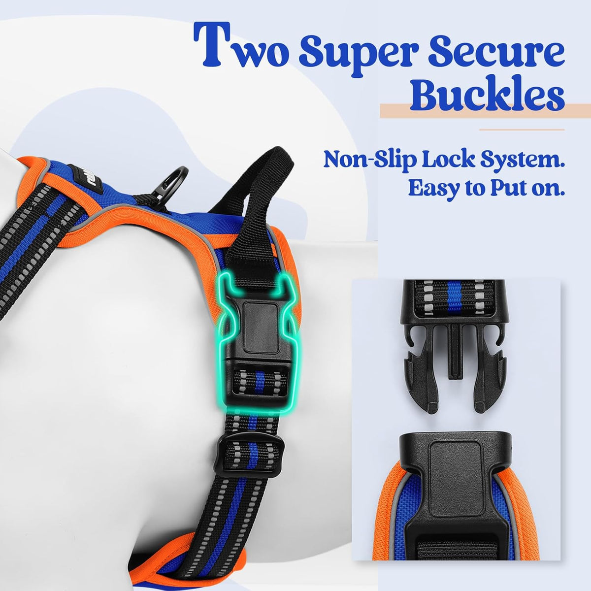 rabbitgoo Dog Harness No Pull with 2 Leash Clips, Adjustable Soft Padded, Reflective Oxford No