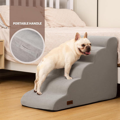 5-Step Dog Stairs and Ramp for High Bed, Non-Slip Sturdy Pet Steps for Small Dogs and Cats,22.2"