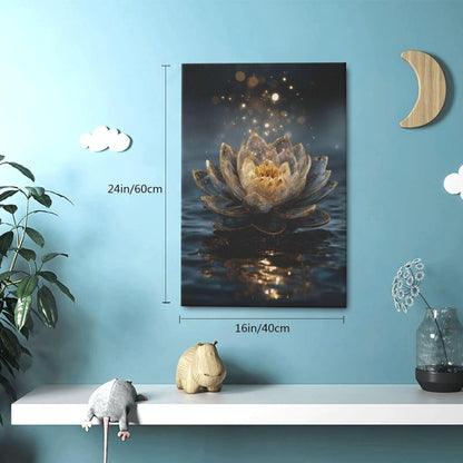 Zen Lotus Canvas Wall Art Mystical Lotus Bloom in Water Aesthetic Pictures Wall Decor Modern